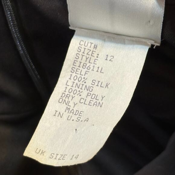 Vintage Y2K Tadashi Silk Evening Gown 12 Rhinestone Brooch V Neck Ruched Dress - Picture 12 of 12